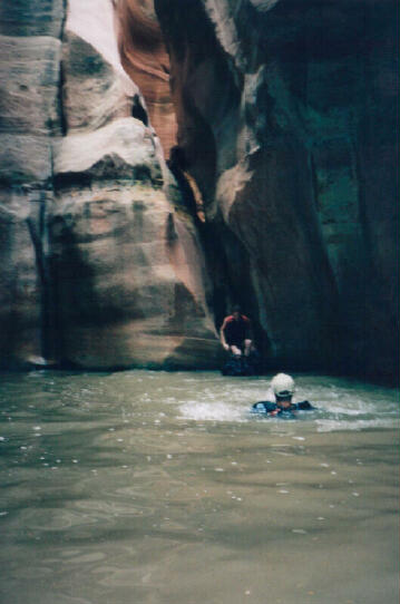 Swimming the deep pool.