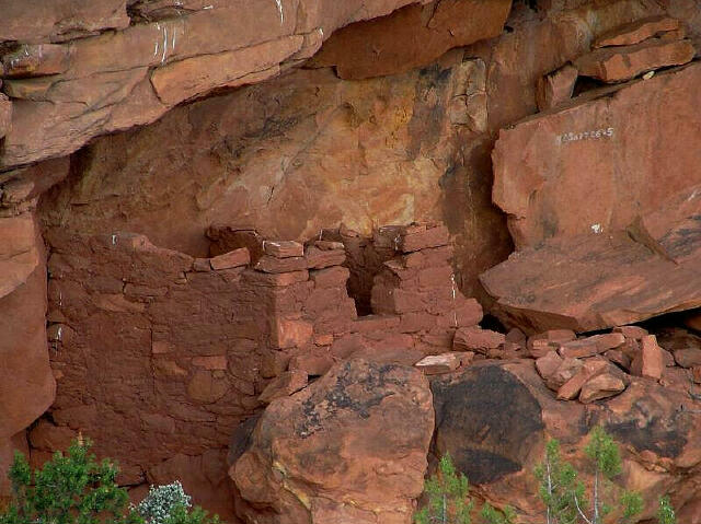 Notice the archaeologist's site number painted on the cliff behind the ruin.