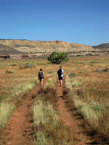 Sierra and Stormy hiking back to the trailhead.