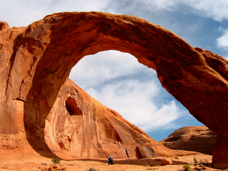 Corona Arch with Shauna, Stormy and Sierra beneath.