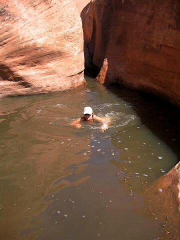 Shauna Burrows swimming the potholes