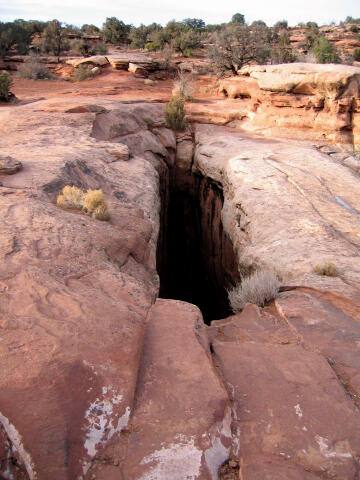 The gap between the two bridges.