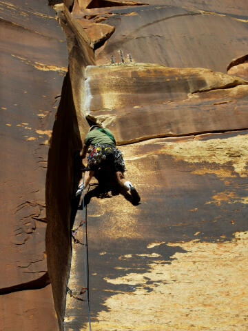 Rock Climbing is popular next to the Hog Canyon Petroglyphs