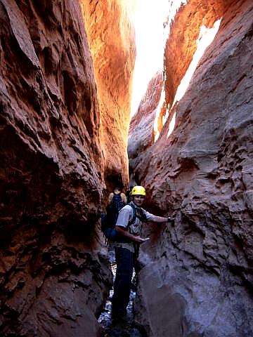 Alex Korkishko in the narrows of Crescent Creek.