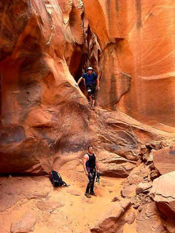 Tom Alexander and Mark Schnup at the exit to Woody