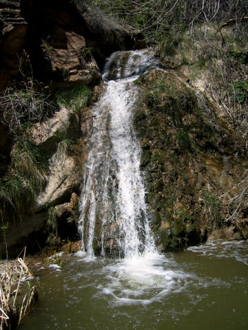 The exit is just above this waterfall.