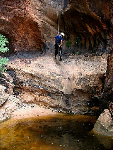 Rhett Chambers on the exit rappel